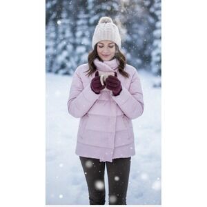 JJill Down‎ Coat Womens Size Small Pale Pink Puffer Parka Barbiecore Lightweight